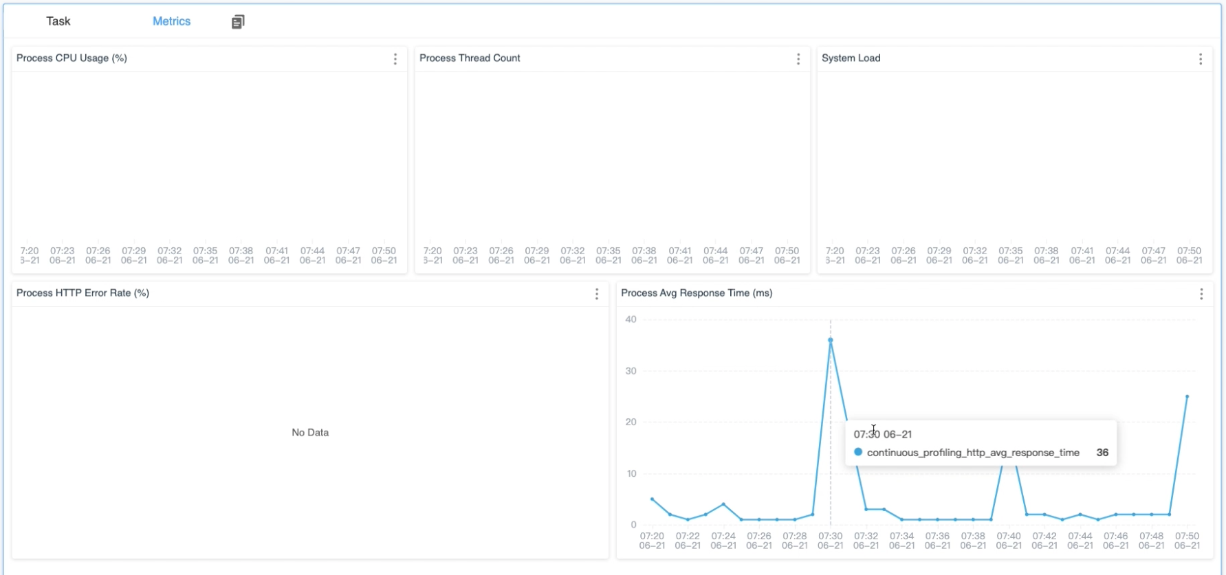 Figure 7: Continuous Profiling Metrics